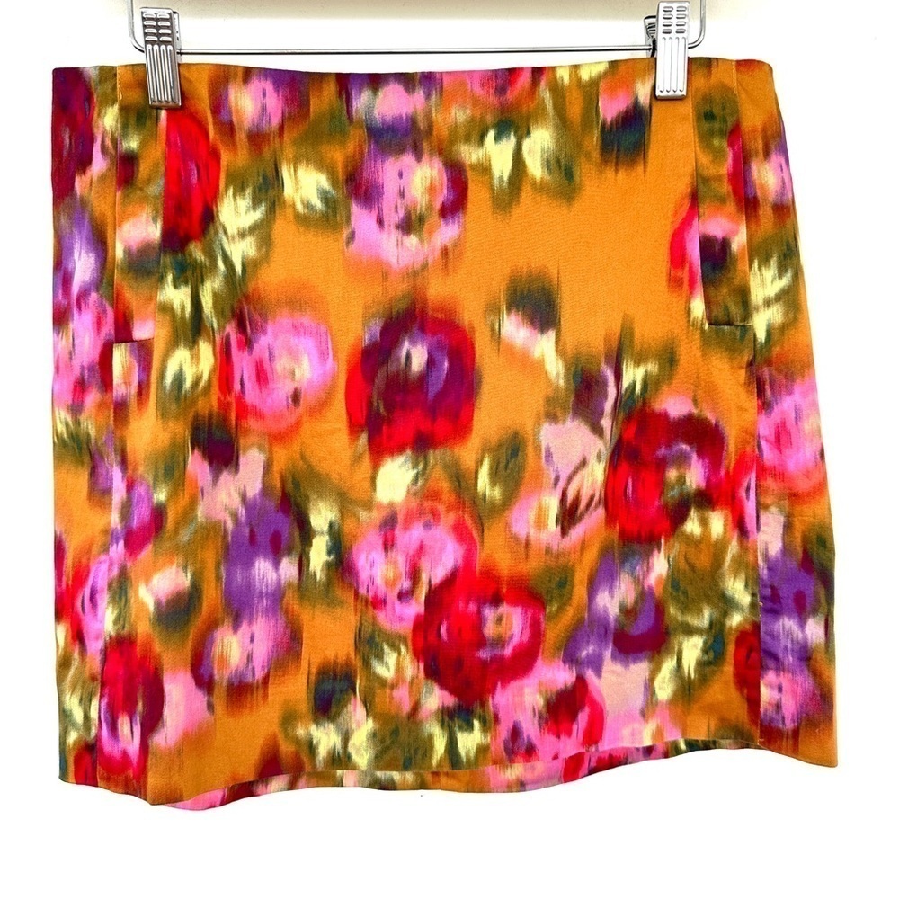 J. Crew mini skirt in a stretch cotton blend, unlined, watercolour print - Picture 1 of 9